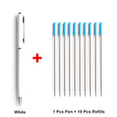 1+10Pcs/Set Metal Ballpoint Pen With Refills For School Office Stainless steel Material Rotating Stationery Supplies Pens