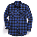 2021 New Men Casual Plaid Flannel Shirt Long-Sleeved Chest Two Pocket Design Fashion Printed-Button (USA SIZE S M L XL 2XL)