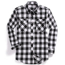 2021 New Men Casual Plaid Flannel Shirt Long-Sleeved Chest Two Pocket Design Fashion Printed-Button (USA SIZE S M L XL 2XL)