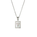 2021 Trend 18K Golden Chain Necklaces Male Square Natural Shell Initial Letters Pendant Stainless Steel Jewelry for Women Gifts