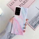 S20 FE A42 Marble Phone Case For Samsung A51 A71 A50 A70 Note 20 Ultra A40 A41 A21S M21 A52 A72 S21 Laser Flower Leaf Back Cover