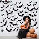 24/48pcs Halloween Decoration 3D Black PVC Bat Halloween Party DIY Decor Bar Room Halloween Party Scary Decos Props Wall Sticker