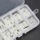 200Pcs/set M2 M2.5 M3 M4 Black/White Hex Nylon Standoff Spacer Column Flat Head Nylon Plastic Spacing Screws Nuts