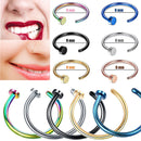 8mm Punk Stainless Steel Fake Nose Ring C Clip Lip Ring Earring Helix Rook Tragus Faux Septum Body Piercing Jewelry