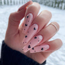 24pcs/set Long Stiletto Fake Nails Punk Snake Pattern Black White Matte False Nails Artificial Full Nail Tips Manicure Tools