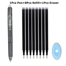 0.7mm Magic Erasable Pen Press Gel Pen Set 8 Colors Erasable Refill Rod Gel Ink Stationery Retractable Pens Washable Handle Rod