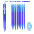 0.7mm Magic Erasable Pen Press Gel Pen Set 8 Colors Erasable Refill Rod Gel Ink Stationery Retractable Pens Washable Handle Rod