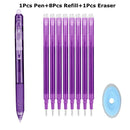 0.7mm Magic Erasable Pen Press Gel Pen Set 8 Colors Erasable Refill Rod Gel Ink Stationery Retractable Pens Washable Handle Rod