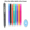 0.7mm Magic Erasable Pen Press Gel Pen Set 8 Colors Erasable Refill Rod Gel Ink Stationery Retractable Pens Washable Handle Rod