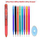 0.7mm Magic Erasable Pen Press Gel Pen Set 8 Colors Erasable Refill Rod Gel Ink Stationery Retractable Pens Washable Handle Rod