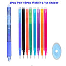 0.7mm Magic Erasable Pen Press Gel Pen Set 8 Colors Erasable Refill Rod Gel Ink Stationery Retractable Pens Washable Handle Rod
