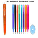 0.7mm Magic Erasable Pen Press Gel Pen Set 8 Colors Erasable Refill Rod Gel Ink Stationery Retractable Pens Washable Handle Rod