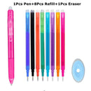 0.7mm Magic Erasable Pen Press Gel Pen Set 8 Colors Erasable Refill Rod Gel Ink Stationery Retractable Pens Washable Handle Rod