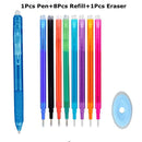 0.7mm Magic Erasable Pen Press Gel Pen Set 8 Colors Erasable Refill Rod Gel Ink Stationery Retractable Pens Washable Handle Rod