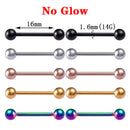 10pc Luminous Glow Tongue Rings Stud Nipple Ring Piercing Barbell Bar Acrylic Cartilage Helix for Women Fashion Body Jewelry 14G