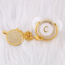 26 Initial Letters Transparent Baby Pacifier with Chain Clip Newborn Kids Baby Dummy Orthodontic Nipple Soother Dropshipping
