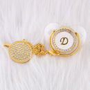 26 Initial Letters Transparent Baby Pacifier with Chain Clip Newborn Kids Baby Dummy Orthodontic Nipple Soother Dropshipping