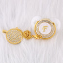 26 Initial Letters Transparent Baby Pacifier with Chain Clip Newborn Kids Baby Dummy Orthodontic Nipple Soother Dropshipping