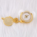 26 Initial Letters Transparent Baby Pacifier with Chain Clip Newborn Kids Baby Dummy Orthodontic Nipple Soother Dropshipping