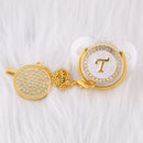 26 Initial Letters Transparent Baby Pacifier with Chain Clip Newborn Kids Baby Dummy Orthodontic Nipple Soother Dropshipping