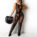 Women Sleeveless Mesh See Through Sexy Jumpsuits