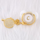 0-12 Month Luxury 26 Initial Rhinestone Transparent Bling Baby Pacifier Chain Clip Chupete Sucette BPA Free Dummy Nipple Soother