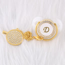 0-12 Month Luxury 26 Initial Rhinestone Transparent Bling Baby Pacifier Chain Clip Chupete Sucette BPA Free Dummy Nipple Soother