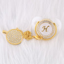 0-12 Month Luxury 26 Initial Rhinestone Transparent Bling Baby Pacifier Chain Clip Chupete Sucette BPA Free Dummy Nipple Soother