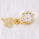 0-12 Month Luxury 26 Initial Rhinestone Transparent Bling Baby Pacifier Chain Clip Chupete Sucette BPA Free Dummy Nipple Soother