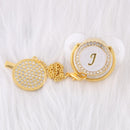 0-12 Month Luxury 26 Initial Rhinestone Transparent Bling Baby Pacifier Chain Clip Chupete Sucette BPA Free Dummy Nipple Soother