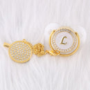 0-12 Month Luxury 26 Initial Rhinestone Transparent Bling Baby Pacifier Chain Clip Chupete Sucette BPA Free Dummy Nipple Soother