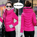 2021 Winter Jacket women Short Womens Parkas Thicken Outerwear solid hooded Coats Zipper Female Slim Cotton padded basic tops