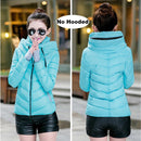 2021 Winter Jacket women Short Womens Parkas Thicken Outerwear solid hooded Coats Zipper Female Slim Cotton padded basic tops