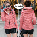 2021 Winter Jacket women Short Womens Parkas Thicken Outerwear solid hooded Coats Zipper Female Slim Cotton padded basic tops