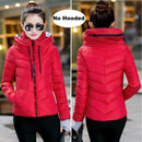 2021 Winter Jacket women Short Womens Parkas Thicken Outerwear solid hooded Coats Zipper Female Slim Cotton padded basic tops