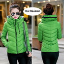 2021 Winter Jacket women Short Womens Parkas Thicken Outerwear solid hooded Coats Zipper Female Slim Cotton padded basic tops