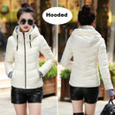 2021 Winter Jacket women Short Womens Parkas Thicken Outerwear solid hooded Coats Zipper Female Slim Cotton padded basic tops