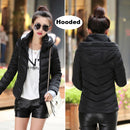 2021 Winter Jacket women Short Womens Parkas Thicken Outerwear solid hooded Coats Zipper Female Slim Cotton padded basic tops