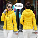 2021 Winter Jacket women Short Womens Parkas Thicken Outerwear solid hooded Coats Zipper Female Slim Cotton padded basic tops