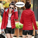 2021 Winter Jacket women Short Womens Parkas Thicken Outerwear solid hooded Coats Zipper Female Slim Cotton padded basic tops