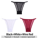 3Pcs/Lot Women Lace Mesh Briefs Sexy Transparent Underwear Low Waist Panties Lady Thongs M-2XL Girls Intimates Lingerie G-String