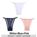 3Pcs/Lot Women Lace Mesh Briefs Sexy Transparent Underwear Low Waist Panties Lady Thongs M-2XL Girls Intimates Lingerie G-String