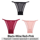 3Pcs/Lot Women Lace Mesh Briefs Sexy Transparent Underwear Low Waist Panties Lady Thongs M-2XL Girls Intimates Lingerie G-String