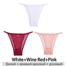 3Pcs/Lot Women Lace Mesh Briefs Sexy Transparent Underwear Low Waist Panties Lady Thongs M-2XL Girls Intimates Lingerie G-String