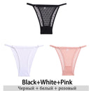 3Pcs/Lot Women Lace Mesh Briefs Sexy Transparent Underwear Low Waist Panties Lady Thongs M-2XL Girls Intimates Lingerie G-String