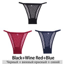 3Pcs/Lot Women Lace Mesh Briefs Sexy Transparent Underwear Low Waist Panties Lady Thongs M-2XL Girls Intimates Lingerie G-String