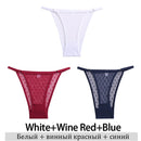 3Pcs/Lot Women Lace Mesh Briefs Sexy Transparent Underwear Low Waist Panties Lady Thongs M-2XL Girls Intimates Lingerie G-String