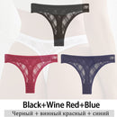 3Pcs/Lot Women Lace Mesh Briefs Sexy Transparent Underwear Low Waist Panties Lady Thongs M-2XL Girls Intimates Lingerie G-String
