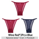 3Pcs/Lot Women Lace Mesh Briefs Sexy Transparent Underwear Low Waist Panties Lady Thongs M-2XL Girls Intimates Lingerie G-String