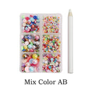 12 grid set mixed size half face pearl nail art rhinestone 6 grid set applied to clothing shoes hats nail decoration